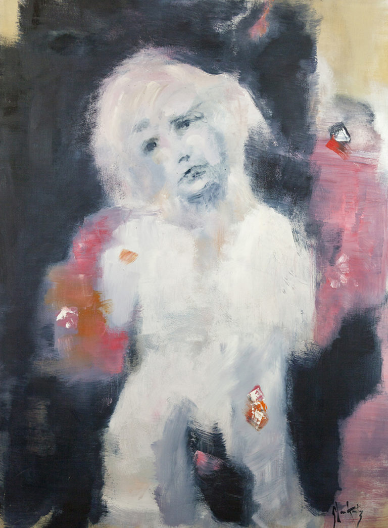 Transition, Out and About, contemporary abstract portraiture, figurative expressionism, emotional art, identity in art, LGBTQ art, transgender artist, queer contemporary painting, mixed media fine art.